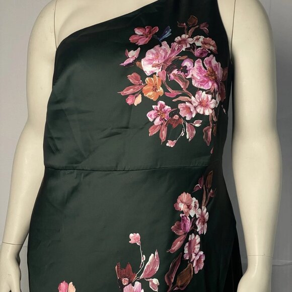 BHLDN Women’s Dylan One-Shoulder Stretch Satin Maxi Dress Emerald Green Size 20W - Picture 11 of 12